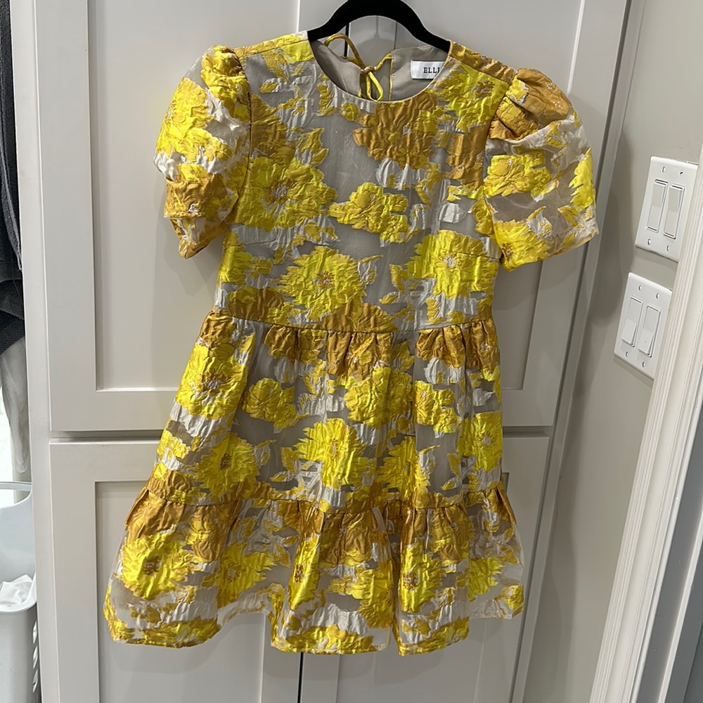Elliatt bright yellow floral baby doll dress